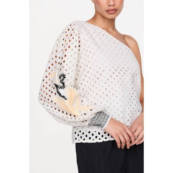 NEW MARIE OLIVER tish one shoulder top in raffia - Picture 2 of 5